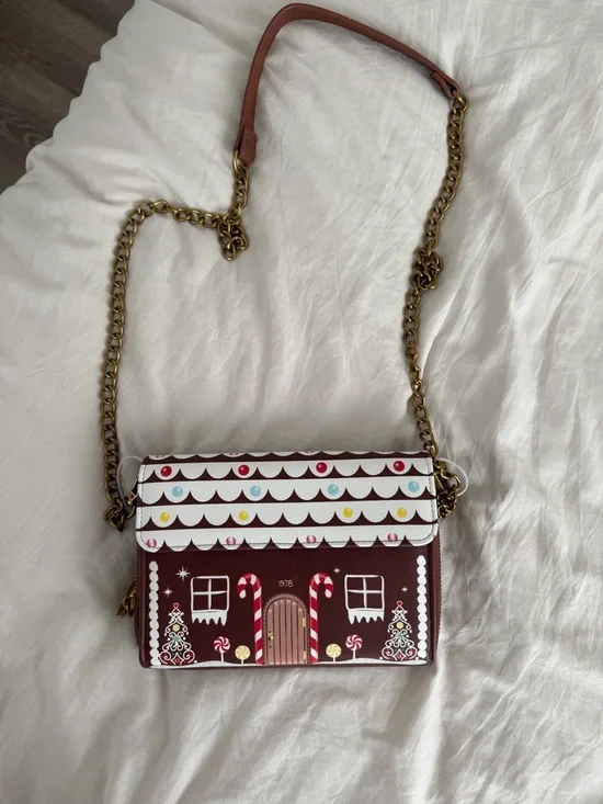 Betsey Johnson Red Gingerbread House Crossbody Bag - Picture 2 of 4